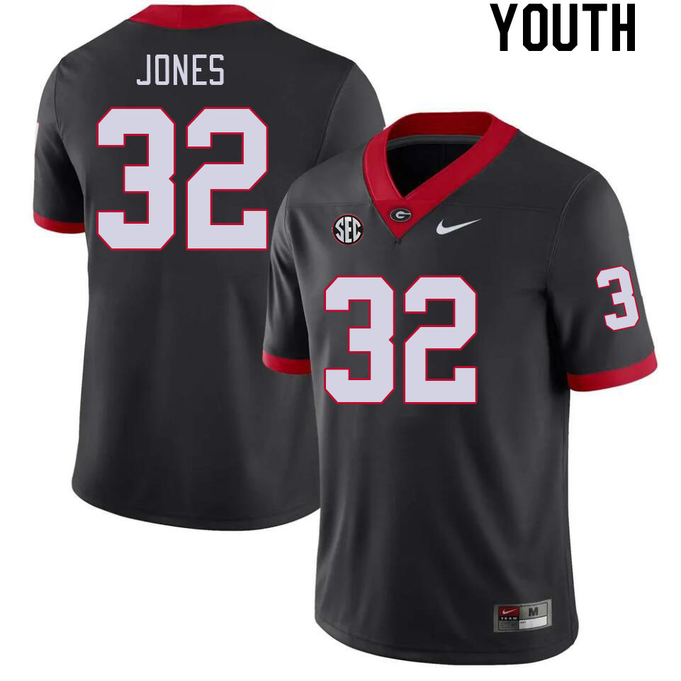 Georgia Bulldogs Youth Cash Jones #32 Black Stitched College UGA Football Jersey 23AL016IN